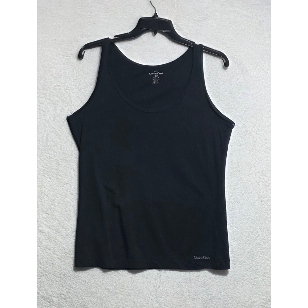 Calvin Klein Women's Black Cotton Modal Scoop Neck Tank Top Size Large
